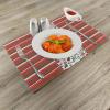 Ambesonne Christmas Place Mats Set of 8, Christmas at Countryside Theme Rustic Home Wooden Planks Borders Natural Design, Washable Fabric Placemats for Dining Table, Placemat 8 pcs, Umber Green(Green Vermilion)