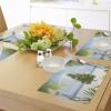 Ambesonne Christmas Place Mats Set of 8, Christmas at Countryside Theme Rustic Home Wooden Planks Borders Natural Design, Washable Fabric Placemats for Dining Table, Placemat 8 pcs, Umber Green(Green Cream)