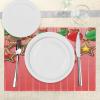Ambesonne Christmas Place Mats Set of 8, Christmas at Countryside Theme Rustic Home Wooden Planks Borders Natural Design, Washable Fabric Placemats for Dining Table, Placemat 8 pcs, Umber Green(Pale Ruby)