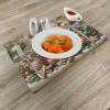 Ambesonne Christmas Place Mats Set of 8, Christmas at Countryside Theme Rustic Home Wooden Planks Borders Natural Design, Washable Fabric Placemats for Dining Table, Placemat 8 pcs, Umber Green(Green Brown and Dark Pink)