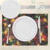 Ambesonne Christmas Place Mats Set of 8, Christmas at Countryside Theme Rustic Home Wooden Planks Borders Natural Design, Washable Fabric Placemats for Dining Table, Placemat 8 pcs, Umber Green(Umber Green)