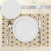Ambesonne Christmas Place Mats Set of 8, Christmas at Countryside Theme Rustic Home Wooden Planks Borders Natural Design, Washable Fabric Placemats for Dining Table, Placemat 8 pcs, Umber Green(Olive Green)