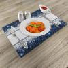 Ambesonne Christmas Place Mats Set of 8, Christmas at Countryside Theme Rustic Home Wooden Planks Borders Natural Design, Washable Fabric Placemats for Dining Table, Placemat 8 pcs, Umber Green(Blue and White)