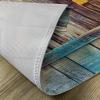 Ambesonne Christmas Place Mats Set of 8, Christmas at Countryside Theme Rustic Home Wooden Planks Borders Natural Design, Washable Fabric Placemats for Dining Table, Placemat 8 pcs, Umber Green(Brown Teal)