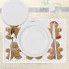 Ambesonne Christmas Place Mats Set of 8, Christmas at Countryside Theme Rustic Home Wooden Planks Borders Natural Design, Washable Fabric Placemats for Dining Table, Placemat 8 pcs, Umber Green(Brown Green)