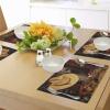 Ambesonne Christmas Place Mats Set of 8, Christmas at Countryside Theme Rustic Home Wooden Planks Borders Natural Design, Washable Fabric Placemats for Dining Table, Placemat 8 pcs, Umber Green(Brown Cream)