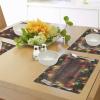 Ambesonne Christmas Place Mats Set of 8, Christmas at Countryside Theme Rustic Home Wooden Planks Borders Natural Design, Washable Fabric Placemats for Dining Table, Placemat 8 pcs, Umber Green(Umber Green)