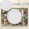 Ambesonne Christmas Place Mats Set of 8, Christmas at Countryside Theme Rustic Home Wooden Planks Borders Natural Design, Washable Fabric Placemats for Dining Table, Placemat 8 pcs, Umber Green(Green Brown and Dark Pink)