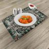 Ambesonne Christmas Place Mats Set of 8, Christmas at Countryside Theme Rustic Home Wooden Planks Borders Natural Design, Washable Fabric Placemats for Dining Table, Placemat 8 pcs, Umber Green(Hunter Green Grey Coral)