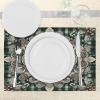 Ambesonne Christmas Place Mats Set of 8, Christmas at Countryside Theme Rustic Home Wooden Planks Borders Natural Design, Washable Fabric Placemats for Dining Table, Placemat 8 pcs, Umber Green(Hunter Green Grey Coral)