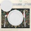 Ambesonne Christmas Place Mats Set of 8, Christmas at Countryside Theme Rustic Home Wooden Planks Borders Natural Design, Washable Fabric Placemats for Dining Table, Placemat 8 pcs, Umber Green(Dark Pink Green Khaki)