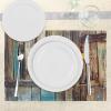 Ambesonne Christmas Place Mats Set of 8, Christmas at Countryside Theme Rustic Home Wooden Planks Borders Natural Design, Washable Fabric Placemats for Dining Table, Placemat 8 pcs, Umber Green(Brown Teal)