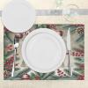 Ambesonne Christmas Place Mats Set of 8, Christmas at Countryside Theme Rustic Home Wooden Planks Borders Natural Design, Washable Fabric Placemats for Dining Table, Placemat 8 pcs, Umber Green(Ruby Khaki Cadet Blue)