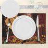 Ambesonne Christmas Place Mats Set of 8, Christmas at Countryside Theme Rustic Home Wooden Planks Borders Natural Design, Washable Fabric Placemats for Dining Table, Placemat 8 pcs, Umber Green(Brown Cream)