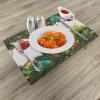 Ambesonne Christmas Place Mats Set of 8, Christmas at Countryside Theme Rustic Home Wooden Planks Borders Natural Design, Washable Fabric Placemats for Dining Table, Placemat 8 pcs, Umber Green(Rainbow)