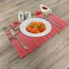Ambesonne Christmas Place Mats Set of 8, Christmas at Countryside Theme Rustic Home Wooden Planks Borders Natural Design, Washable Fabric Placemats for Dining Table, Placemat 8 pcs, Umber Green(Pale Ruby)