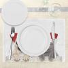 Ambesonne Christmas Place Mats Set of 8, Christmas at Countryside Theme Rustic Home Wooden Planks Borders Natural Design, Washable Fabric Placemats for Dining Table, Placemat 8 pcs, Umber Green(Cream Grey)