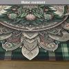 Ambesonne Christmas Place Mats Set of 8, Christmas at Countryside Theme Rustic Home Wooden Planks Borders Natural Design, Washable Fabric Placemats for Dining Table, Placemat 8 pcs, Umber Green(Hunter Green Grey Coral)