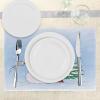 Ambesonne Christmas Place Mats Set of 8, Christmas at Countryside Theme Rustic Home Wooden Planks Borders Natural Design, Washable Fabric Placemats for Dining Table, Placemat 8 pcs, Umber Green(Green Blue)