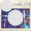 Ambesonne Christmas Place Mats Set of 8, Christmas at Countryside Theme Rustic Home Wooden Planks Borders Natural Design, Washable Fabric Placemats for Dining Table, Placemat 8 pcs, Umber Green(Indigo)