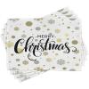 Ambesonne Christmas Place Mats Set of 8, Xmas Baubles on Snow Snowflakes Ice Holiday Humanitarian Art Illustration, Washable Fabric Placemats for Dining Table, Placemat 8 pcs, Red White(Charcoal Beige)