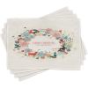 Ambesonne Christmas Place Mats Set of 8, Xmas Baubles on Snow Snowflakes Ice Holiday Humanitarian Art Illustration, Washable Fabric Placemats for Dining Table, Placemat 8 pcs, Red White(Beige Red)