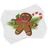 Ambesonne Christmas Place Mats Set of 8, Xmas Baubles on Snow Snowflakes Ice Holiday Humanitarian Art Illustration, Washable Fabric Placemats for Dining Table, Placemat 8 pcs, Red White(Brown and Green)