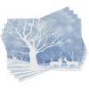 Ambesonne Christmas Place Mats Set of 8, Xmas Baubles on Snow Snowflakes Ice Holiday Humanitarian Art Illustration, Washable Fabric Placemats for Dining Table, Placemat 8 pcs, Red White(Baby Blue)