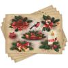 Ambesonne Christmas Place Mats Set of 8, Xmas Baubles on Snow Snowflakes Ice Holiday Humanitarian Art Illustration, Washable Fabric Placemats for Dining Table, Placemat 8 pcs, Red White(Emerald Cream)