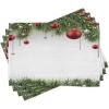 Ambesonne Christmas Place Mats Set of 8, Xmas Baubles on Snow Snowflakes Ice Holiday Humanitarian Art Illustration, Washable Fabric Placemats for Dining Table, Placemat 8 pcs, Red White(Red and Green)
