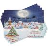 Ambesonne Christmas Place Mats Set of 8, Xmas Baubles on Snow Snowflakes Ice Holiday Humanitarian Art Illustration, Washable Fabric Placemats for Dining Table, Placemat 8 pcs, Red White(Navy White)