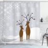 Ambesonne Christmas Shower Curtain, Abstract Pattern Snowflake Motifs Curlicues on Baubles Season, Cloth Fabric Bathroom Decor Set with Hooks, 69″ W x 70″ L, Blue Pale Blue White(Brown Pale Grey White)