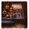 Ambesonne Christmas Shower Curtain, Balls Vintage Style Celebration Design Winter Season Wonderland Themed Snowflakes, Cloth Fabric Bathroom Decor Set with Hooks, 69″ W x 70″ L, Blue Tan(Eggplant)