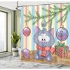 Ambesonne Christmas Shower Curtain, Holiday Season Office Design Tree Celebration Snowflakes Celebration, Cloth Fabric Bathroom Decor Set with Hooks, 69″ W x 75″ L, White Green Red(Cream Purple)
