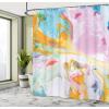 Ambesonne Christmas Shower Curtain, Holiday Season Office Design Tree Celebration Snowflakes Celebration, Cloth Fabric Bathroom Decor Set with Hooks, 69″ W x 75″ L, White Green Red(Rose Orange)