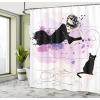 Ambesonne Christmas Shower Curtain, Holiday Season Office Design Tree Celebration Snowflakes Celebration, Cloth Fabric Bathroom Decor Set with Hooks, 69″ W x 75″ L, White Green Red(Black)