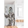 Ambesonne Christmas Shower Curtain, Holiday Season Office Design Tree Celebration Snowflakes Celebration, Cloth Fabric Bathroom Decor Set with Hooks, 69″ W x 75″ L, White Green Red(Grey Brown)