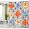 Ambesonne Christmas Shower Curtain, Holiday Season Office Design Tree Celebration Snowflakes Celebration, Cloth Fabric Bathroom Decor Set with Hooks, 69″ W x 75″ L, White Green Red(Orange Lavender)