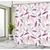 Ambesonne Christmas Shower Curtain, Holiday Season Office Design Tree Celebration Snowflakes Celebration, Cloth Fabric Bathroom Decor Set with Hooks, 69″ W x 75″ L, White Green Red(Pink Purple)
