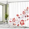 Ambesonne Christmas Shower Curtain, Holiday Season Office Design Tree Celebration Snowflakes Celebration, Cloth Fabric Bathroom Decor Set with Hooks, 69″ W x 75″ L, White Green Red(Red White)
