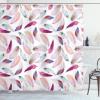 Ambesonne Christmas Shower Curtain, Holiday Season Office Design Tree Celebration Snowflakes Celebration, Cloth Fabric Bathroom Decor Set with Hooks, 69″ W x 75″ L, White Green Red(Pink Purple)