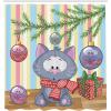 Ambesonne Christmas Shower Curtain, Holiday Season Office Design Tree Celebration Snowflakes Celebration, Cloth Fabric Bathroom Decor Set with Hooks, 69″ W x 75″ L, White Green Red(Cream Purple)
