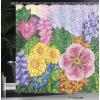 Ambesonne Christmas Shower Curtain, Holiday Season Office Design Tree Celebration Snowflakes Celebration, Cloth Fabric Bathroom Decor Set with Hooks, 69″ W x 75″ L, White Green Red(Lilac Green)