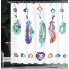 Ambesonne Christmas Shower Curtain, Holiday Season Office Design Tree Celebration Snowflakes Celebration, Cloth Fabric Bathroom Decor Set with Hooks, 69″ W x 75″ L, White Green Red(White Purple)