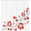 Ambesonne Christmas Shower Curtain, Holiday Season Office Design Tree Celebration Snowflakes Celebration, Cloth Fabric Bathroom Decor Set with Hooks, 69″ W x 75″ L, White Green Red(Red White)