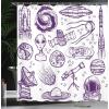 Ambesonne Christmas Shower Curtain, Holiday Season Office Design Tree Celebration Snowflakes Celebration, Cloth Fabric Bathroom Decor Set with Hooks, 69″ W x 75″ L, White Green Red(Purple White)