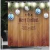 Ambesonne Christmas Shower Curtain, Holiday Season Office Design Tree Celebration Snowflakes Celebration, Cloth Fabric Bathroom Decor Set with Hooks, 69″ W x 75″ L, White Green Red(Camel Brown)