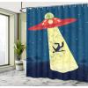 Ambesonne Christmas Shower Curtain, Holiday Season Office Design Tree Celebration Snowflakes Celebration, Cloth Fabric Bathroom Decor Set with Hooks, 69″ W x 75″ L, White Green Red(Blue and Yellow)