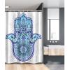 Ambesonne Christmas Shower Curtain, Holiday Season Office Design Tree Celebration Snowflakes Celebration, Cloth Fabric Bathroom Decor Set with Hooks, 69″ W x 75″ L, White Green Red(Blue Turquoise White)