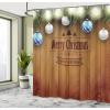 Ambesonne Christmas Shower Curtain, Holiday Season Office Design Tree Celebration Snowflakes Celebration, Cloth Fabric Bathroom Decor Set with Hooks, 69″ W x 75″ L, White Green Red(Camel Brown)